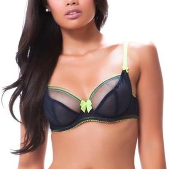 Claudette matching bra and panty set | size S panty and 32D bra | navy and neon - Picture 3 of 9